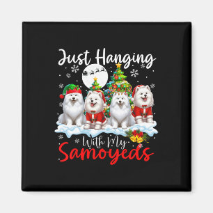 Aimant Je me suis accroché avec mon Samoyeds Xmas Trois C