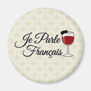 Aimant Je parle Francais Je parle béret de verre à vin fr