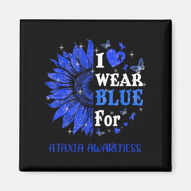 Aimant Je porte Blue Twinkle Heart Sunflower Ataxia Award (Devant)