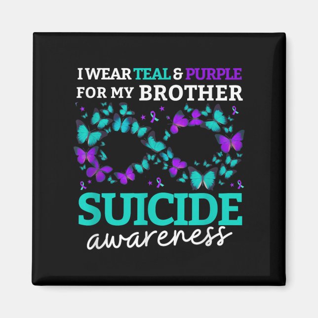 Aimant Je Porte Du Purple Et Turquoise Pour Mon Frère Sui (Devant)