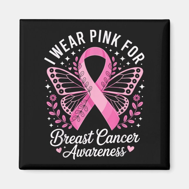 Aimant Je Porte Du Rose Pour La Sensibilisation Au Cancer (Devant)