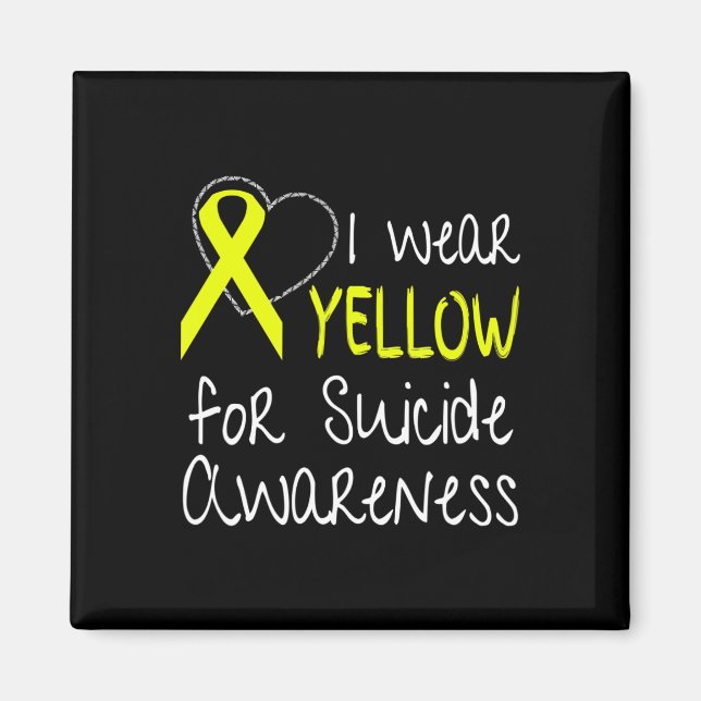 Aimant Je Porte Du Ruban Jaune Pour Sensibiliser Au Suici (Devant)
