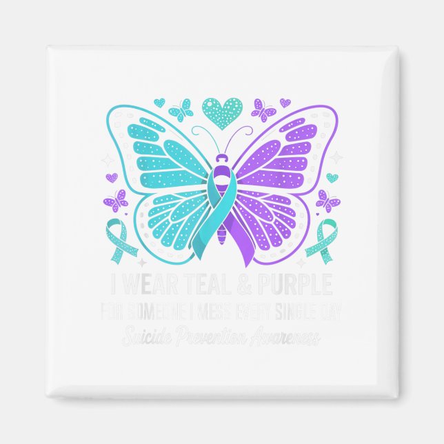 Aimant Je Porte le &amp Turquoise; Purple Suicide Prevent (Devant)