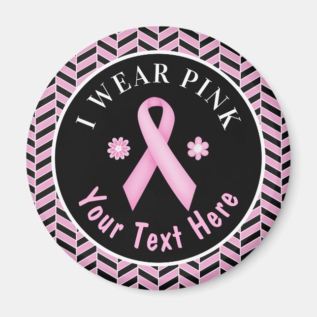 Aimant Je Porte Pink Breast Cancer Sensibilisation Herrin (Devant)