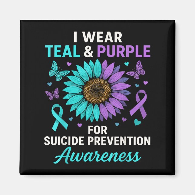 Aimant Je Porte Turquoise &amp; Purple Pour La Prévention (Devant)