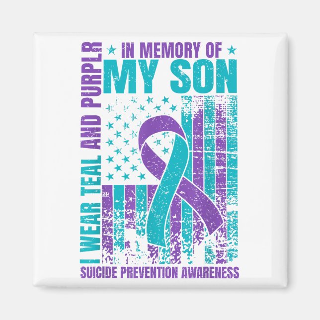 Aimant Je Porte Turquoise Et Violet Pour Mon Fils Suicide (Devant)