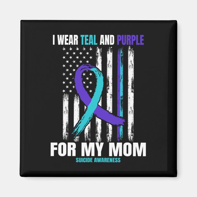 Aimant Je Porte Turquoise Et Violet Suicide Sensibilisati (Devant)
