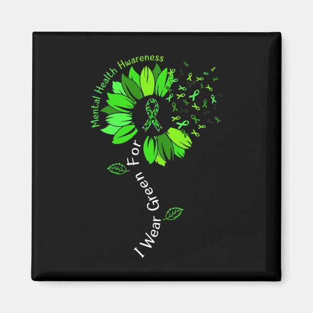 Aimant Je Porte Vert Pour Sensibilisation À La Santé Ment (Devant)