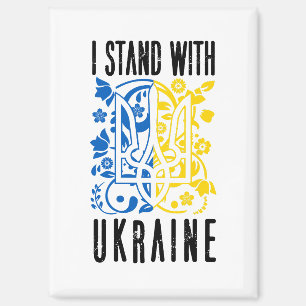 Aimant Je suis avec l'Ukraine. Armoiries. Trident. 