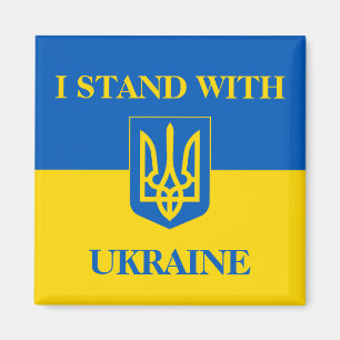 Aimant Je suis avec l'Ukraine. Drapeau ukrainien & Triden
