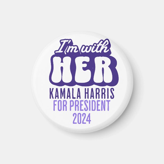 Aimant Je suis avec son texte Kamala Harris pour le Prési (Devant)