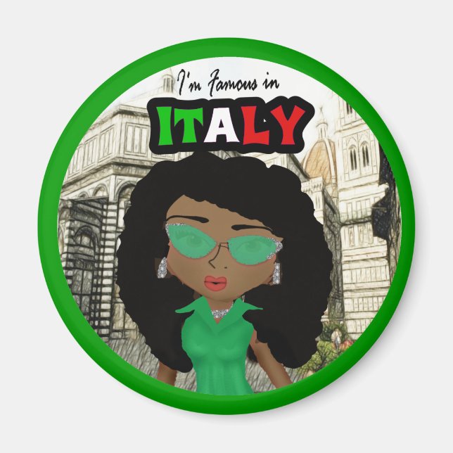 Aimant Je suis célèbre en Italie Diva - Dark (Devant)