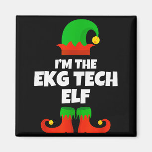 Aimant Je suis Ekg Tech Elf Famille Pyjama Noël Électroca