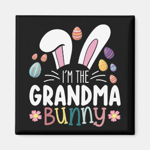 Aimant Je suis la grand-mère lapin tenue de Pâques assort