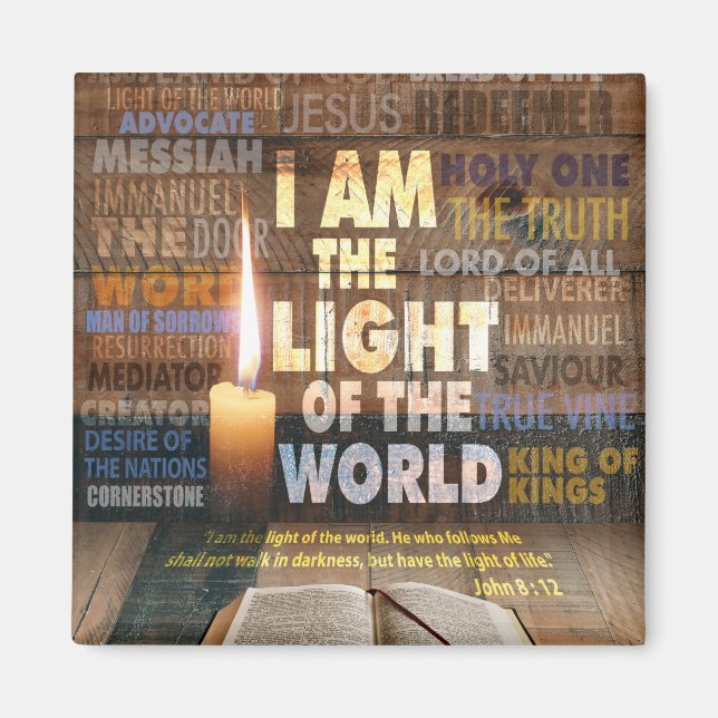 Aimant Je suis la Lumière du Monde - Jean 8:12 (Devant)
