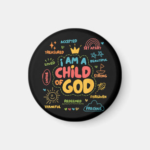 Aimant Je suis un enfant de Dieu Christian Retro Jésus Fo