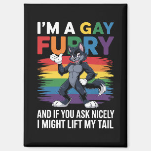 Aimant Je suis un loup renard arc-en-ciel gay furry Mois