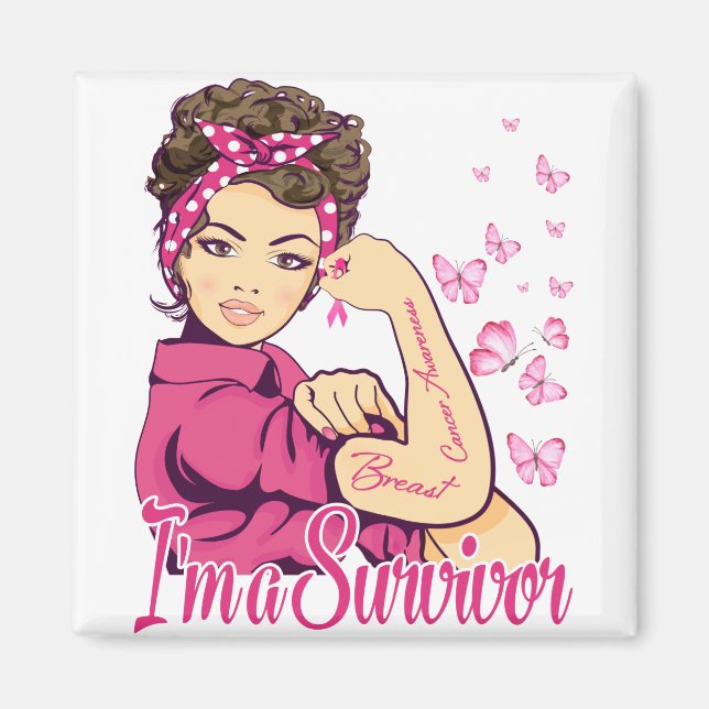 Aimant Je suis un survivant Rosie Riveter Cancer du sein (Devant)