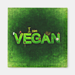 Aimant Je Suis Vegan Écrit Avec Une Texture De Nature Gra