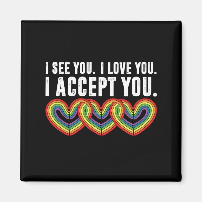 Aimant Je T'Aime Je T'Accepte Rainbow LGBTQ (Devant)