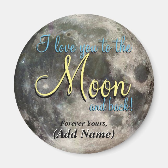 Aimant Je t'aime sur la Lune et de retour (Devant)
