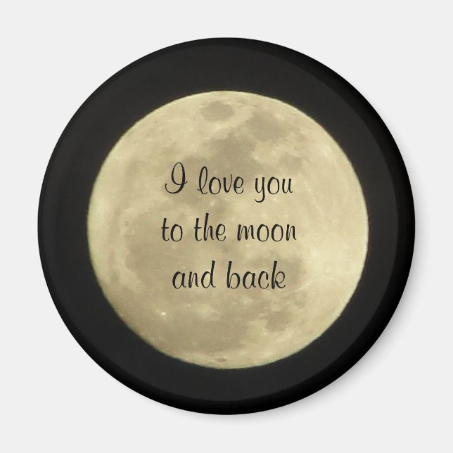 Aimant Je t'aime sur la lune et l'aimant arrière (Devant)