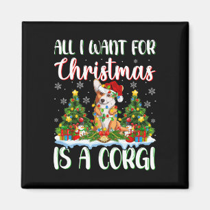 Aimant Je Veux Pour Noël Est Un Chien De Corgi Xmas Arbre