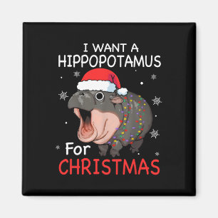 Aimant Je Veux Un Hippopotame Pour Noël Hippo De Noël Pou