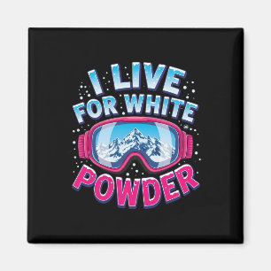 Aimant Je vis pour le snowboard en poudre blanche cool Sn