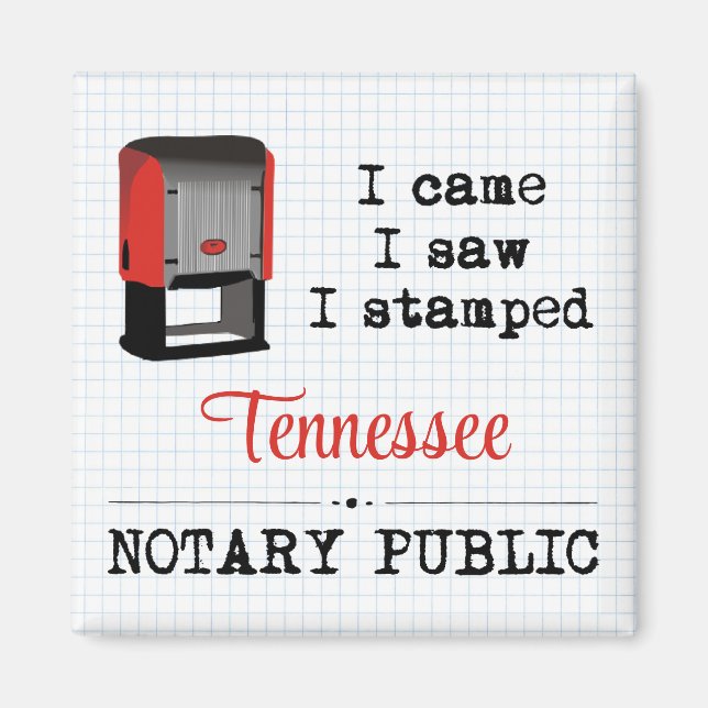 Aimant Je Vis Stampé Notaire Public Tennessee (Devant)