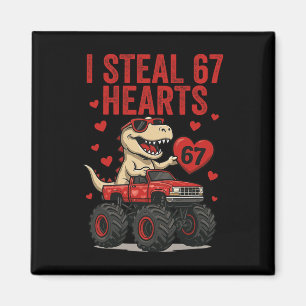 Aimant Je vole 67 cœurs T-rex Dino Camion Six Sept Valen
