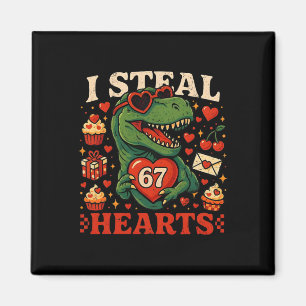 Aimant Je vole des cœurs 67 T-rex de la Saint-Valentin dr