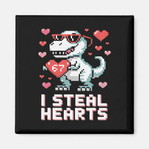 Aimant Je vole des cœurs T Rex de dinosaure drôle Saint V