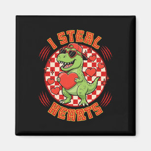 Aimant Je vole les coeurs Rétro à carreaux Saint-Valentin