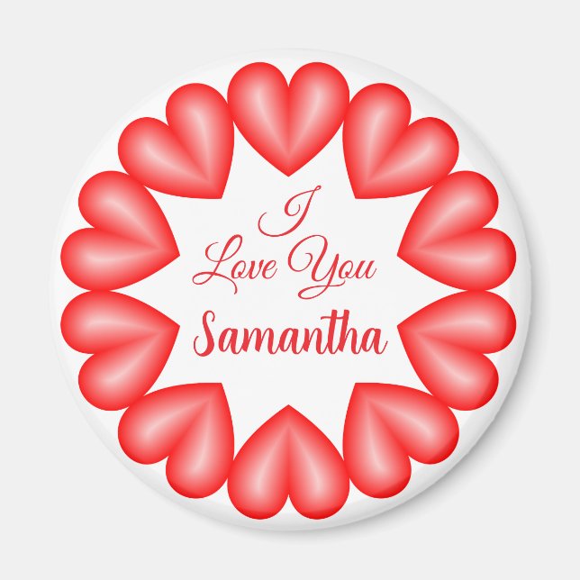 Aimant Je vous aime 3d coeurs cercle cadre (Devant)