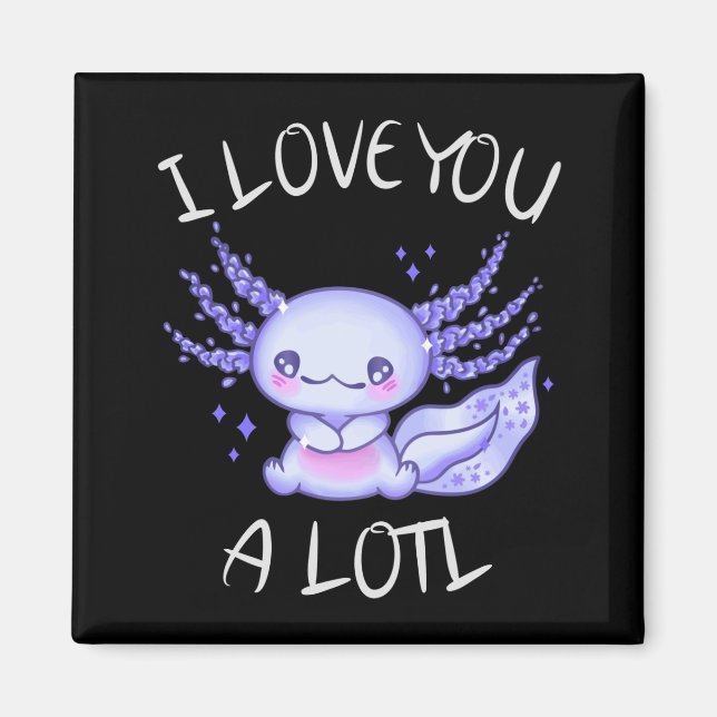 Aimant Je vous aime beaucoup Axolotl en amour Faux Canvas (Devant)
