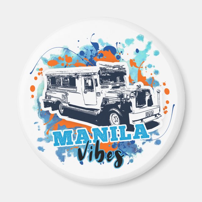Aimant Jeepney Manille Vibes Bleu Orange (Devant)