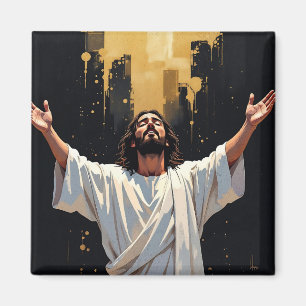 Aimant Jésus-Christ Notre Sauveur   Noir et Or