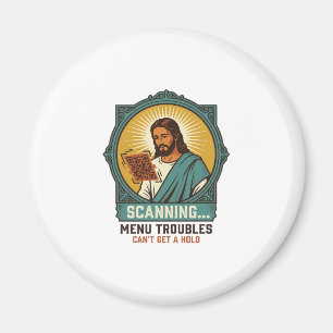 Aimant Jésus Code QR flou ne scannera pas Menu Humour Tec