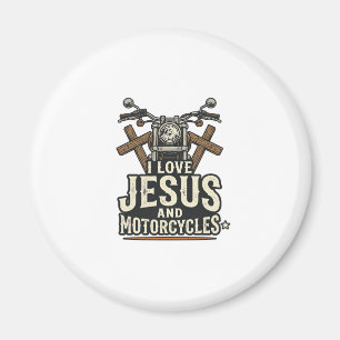 Aimant Jésus et motos Vintage conception de motard chréti