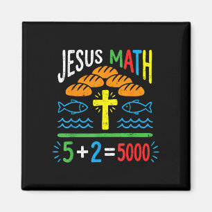 Aimant Jésus maths 2 poissons 5 pains nourrit les 5000 bi