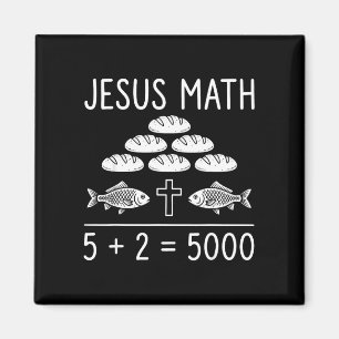 Aimant Jésus maths 2 poissons 5 pains nourrit les 5000 bi