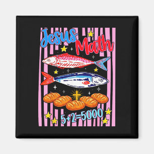 Aimant Jésus maths 2 poissons 5 pains nourrit les 5000 bi