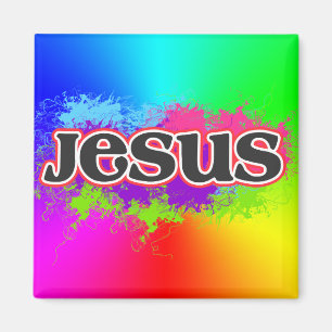 Aimant Jésus Néo Statique (arc-en-ciel)