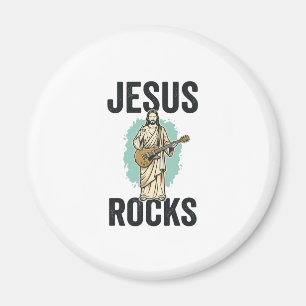 Aimant Jésus Rocks Guitare Gravure Chrétienne Vintage Des