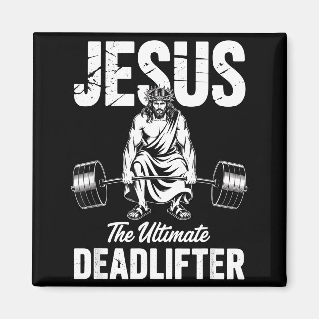 Aimant Jesus The Deadlifter Funny Christian Gym Pun  (Devant)