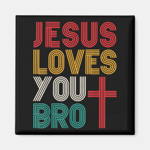 Aimant Jesus Vous Aime Frère Foi Chrétienne Rétro Typogra