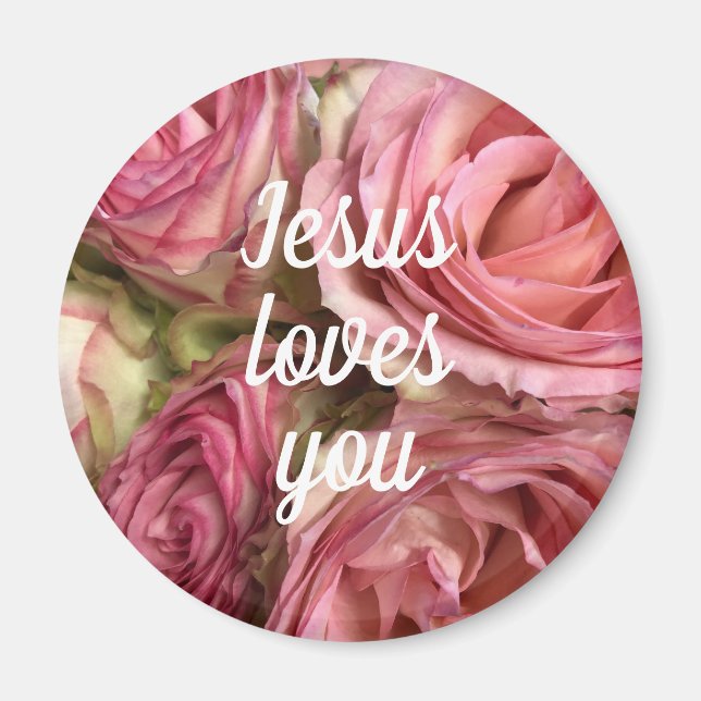 Aimant Jésus vous aime Personnaliser Citation Roses Roses (Devant)