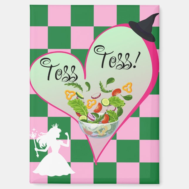 Aimant Jeter l'aimant du coeur en rose et vert (Recto)