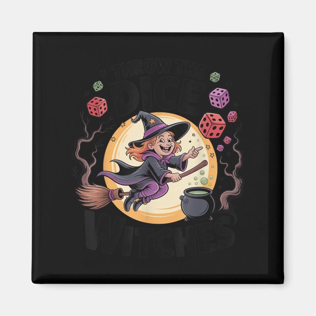 Aimant Jeter Les Sorcières De Dice Halloween Bunco Dice J (Devant)